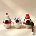 Handmade crochet pug plush toys set, cute animal dolls with winter hats and scarves for holiday. - Christmas Pochacco Set