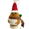 Christmas crochet potato plush toy with hat and scarf handmade cute knitted doll decoration - Christmas 4