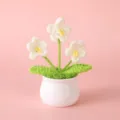 Handmade crochet flower potted plant cute yarn knit desktop ornament gift for cute room decor - Positive Potted Plant - Three White Forget-Me-Nots