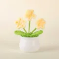 Handcrafted crochet yellow flower potted plant desktop ornament for home decor gift. - Positive Potted Plant - Three Yellow Forget-Me-Nots
