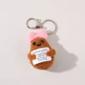Handgemachte gehäkelte positive Kartoffel Schlüsselanhänger Plüsch Puppe Tasche Deko - Kaffeebrauner Kartoffel-Schlüsselanhänger mit Schleife
