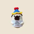 Handgehäkelte Mops-Puppe mit Partyhut und Karte, schönes Wollspielzeug als Geschenk für Feiertage. - Weihnachts-Pochacco 4