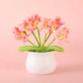 Handmade crochet pink flower potted plant desktop ornament for home decor and gifts - Positive Potted Plant - Pink Forget-Me-Not