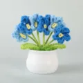 Handmade crochet blue flowers potted plant cute knitted desktop table ornament gift - Positive Potted Plant - Gradient Blue Forget-Me-Not