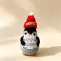 Handmade crochet Christmas penguin doll toy with Santa hat holiday gift ornament SKU - Christmas Penguin 3