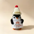 Handmade crochet penguin doll with cute knitted hat and inspiring card gift decoration. - Christmas Penguins 4