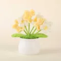 Handmade yellow white crocheted potted flowers knit bouquet cute office desk decor - Positive Potted Plant - Gradient Yellow Forget-Me-Not