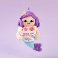 Poupée sirène au crochet faite main avec carte, peluche mignonne pour déco intérieure. - Sirène / 15cm