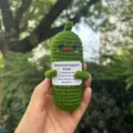 Handmade crochet emotional support pickle doll with cute sign, funny knitted plush toy gift. - No. 2 Cucumber 12cm