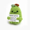 Handmade crochet positive potato doll with card, cute emotional support toy and gift for friends. - Green Pear