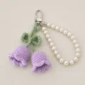 Handgemachte Häkel Maiglöckchen Schlüsselanhänger Perlenkette süße Tasche Charme Geschenk - Violettes Maiglöckchen