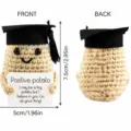 Knitted positive potato doll keychain with graduation cap and inspiring quote card 5x7.5cm - Doctorate Hat Potato
