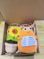 Handmade crochet positive chicken and sunflower potted plant gift box, cute knitted toy. - Chick 2 + Sunflower Gift Box (Special Edition)