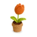 Planta en maceta de tulipán de ganchillo artesanal bonita decoración de escritorio flor - Tulipanes naranjas en maceta (Estilo B)
