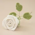 Handgemachte gehäkelte weiße Rose Blume Stiel Bouquet Heimdeko Geschenk für Freundin - Weiß