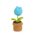 Handgemachte gehäkelte Topfpflanze blaue Blume süße Desktop kreative Dekoration Ornament SKU - Himmelblaue Tulpen im Topf (Stil B)