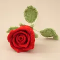 Handmade crochet red rose bouquet wool knitted artificial flower for home room decoration. - Red