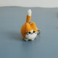 Handmade Crochet Orange Cat Keychain Cute Animal Plush Pendant Bag Charm Accessories - Orange