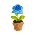 Handgehäkelte blaue Rosen Topfpflanze, süße Strickblume Deko für den Schreibtisch. - Blaue Farbverlauf-Rosen im Topf (Stil B)
