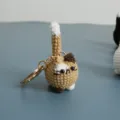Cute Crochet Calico Cat Keychain Handmade Knitted Animal Keyring Bag Pendant Accessory - Light Brown