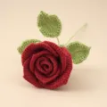 Handmade crochet red rose flower simulation knit bouquet home decor gift for girlfriend. - Burgundy