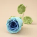 Handmade crochet blue rose flower knitted wool bouquet for home decor and romantic gifts. - Blue Gradient
