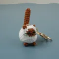 Cute handmade crochet cat keychain, fluffy round design, perfect bag charm and lovely gift. - Siamese