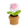 Handgemachte Häkel-Topfblume Strickpflanze Ornament süße Tischdeko Geschenk Zuhause - Weiß-rosa verlaufende Rosen-Topfpflanze (Modell B)