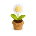 Handgemachte gehäkelte Topfblume süße gestrickte Gänseblümchen Pflanze Deko für Tisch - Weiße Gänseblümchen-Topfpflanze (Modell B)