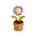 Handgemachte gehäkelte Topfblume süße gestrickte Schreibtisch Deko Pflanzenornament für Zimmer - Violetter Gänseblümchen-Topfpflanze (Modell B)