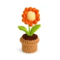 Handgemachte gehäkelte Topfpflanze süße Blumen Ornament Strick Deko Geschenk für Zuhause - Orangefarbene Gänseblümchen-Topfpflanze (Modell B)