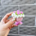 Handgemachte Häkeln Mini Blumenstrauß Schlüsselanhänger süße Taschen Anhänger Geschenk - Rosa