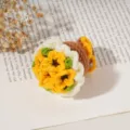 Handgemachte gehäkelte Mini Blumenstrauß gestrickte Wollrose Geschenk zum Valentinstag - Sonnenblume