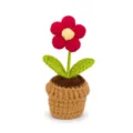 Handgemachte gehäkelte Topfpflanze niedliche gestrickte Blume Tischdeko Geschenk - Rote Puffblumen-Topfpflanze (Modell B)