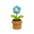 Handgemachte gehäkelte Topfpflanze süße blaue Blume Tischdeko Häkelblume Geschenk - Style B Himmelblaue Puff-Blumen-Topfpflanze