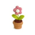 Handgefertigte gehäkelte Topfblume rosa Deko, süße Strickpflanze für den Schreibtisch - Style B Altrosa Puff-Blumen-Topfpflanze