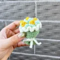 Handgemachte Mini Häkelblumen Strauch Strickwolle Geschenk für Valentinstag Tag. - Hellgrün