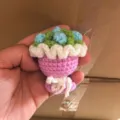 Handgemachte Häkeln Mini Blumenstrauß Schlüsselanhänger süße Strick Tasche Anhänger - Rosenrosa
