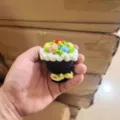 Mini handgemachte Häkelblumen Bouquet gestrickte Wolle Topf niedliche Dekoration Geschenk - Schwarz [Mehrfarbig]