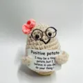 Cute positive potato crochet doll with glasses and card, soft handmade knitted keychain pendant. - Glasses and Bowknot Potato 1