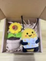 Handmade crochet sunflower potted plant and cute bee doll gift box set for cozy home decor. - Chubby Bee & Sunflower Gift Box