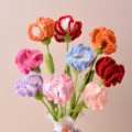 Handmade crochet carnations artificial flower bouquet for home decoration and gifts - Gradient Orange