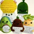 Handmade crochet emotional support plush toys set cute funny animal dolls keychain gift - Cucumber, Mushroom, Potato, Pineapple and Avocado Set