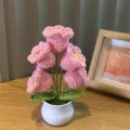 Handgefertigte gehäkelte rosa Blume Topfpflanze Heimdekor gestrickte künstliche Wollblume - 5 rosa Maiglöckchen im Topf