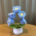 Handgemachte gehäkelte Maiglöckchen Topfpflanze blaue gestrickte Blume Tisch Deko Geschenk - 5 blaue Maiglöckchen-Topfblumen