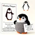 Handmade crochet penguin plush toy with encouraging pocket card for cute gift and desk decor. - Penguin with Large Card