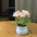 Handgemachte gehäkelte Topfpflanze gestrickte botanische Heimtextilien Tischdekoration - Hautfarbene Vergissmeinnicht-Topfpflanze