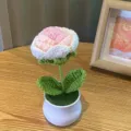 Handgefertigte gehäkelte Topfblume gestrickte Rose Heimdekoration Geschenk Deko Ornament - Gradient Rosa Rose Topfpflanze