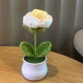 Handgemachte Häkelblume Topfpflanze süße Strick Kunstblumen für Home Tisch Dekor Geschenk - Gradient Gelbe Rose Topfpflanze
