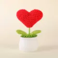 Handmade Crochet Red Heart Potted Plant Knitted Flower Desktop Ornament Gift Variant - Positive Potted Plant - Red Heart